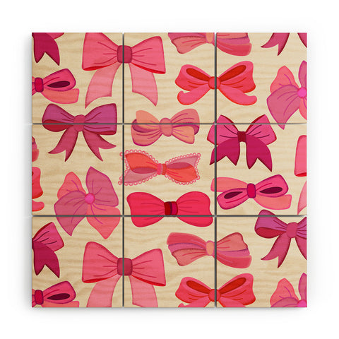 carriecantwell Vintage Pink Bows Wood Wall Mural