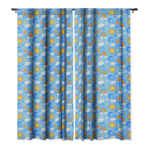 carriecantwell Whimsical Weather Blackout Window Curtain