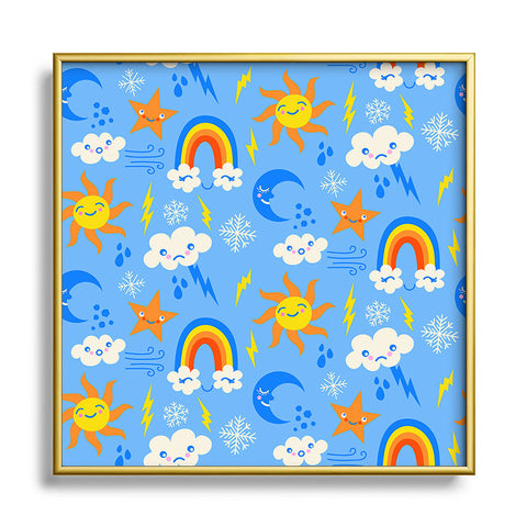 carriecantwell Whimsical Weather Square Metal Framed Art Print
