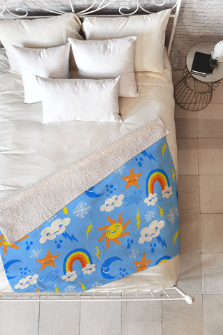 carriecantwell Whimsical Weather Fleece Throw Blanket