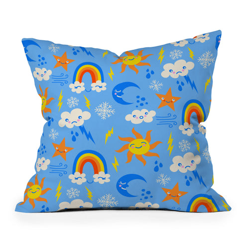carriecantwell Whimsical Weather Throw Pillow