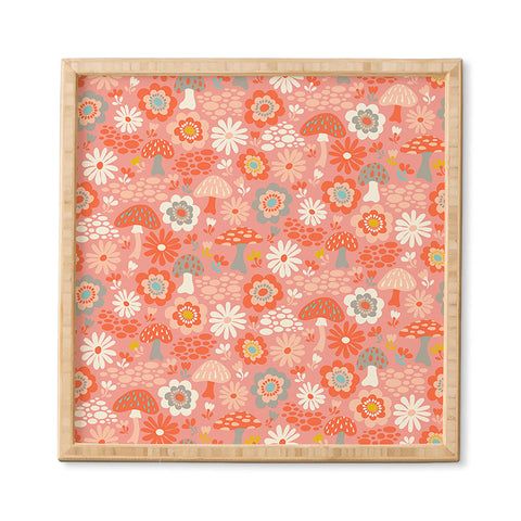 carriecantwell Wild Woodland Floral Mushroom Framed Wall Art