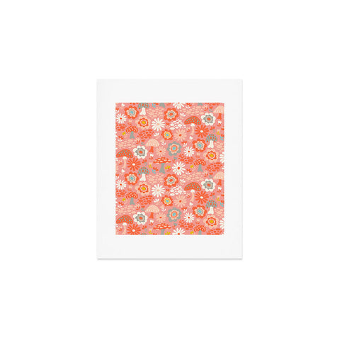 carriecantwell Wild Woodland Floral Mushroom Art Print