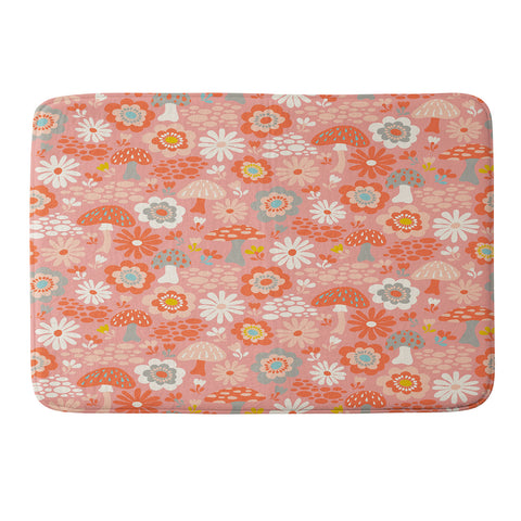 carriecantwell Wild Woodland Floral Mushroom Memory Foam Bath Mat