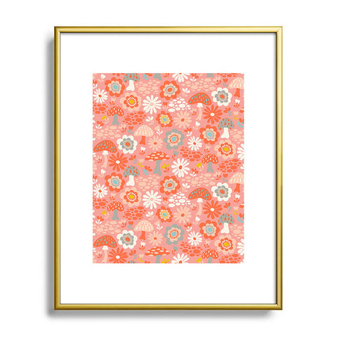 carriecantwell Wild Woodland Floral Mushroom Metal Framed Art Print