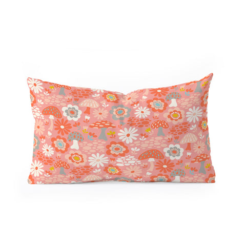 carriecantwell Wild Woodland Floral Mushroom Oblong Throw Pillow