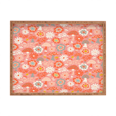 carriecantwell Wild Woodland Floral Mushroom Rectangular Tray