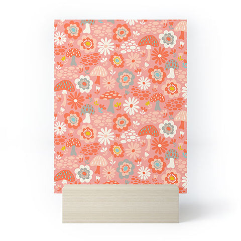 carriecantwell Wild Woodland Floral Mushroom Mini Art Print