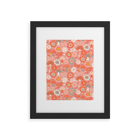 carriecantwell Wild Woodland Floral Mushroom Framed Art Print