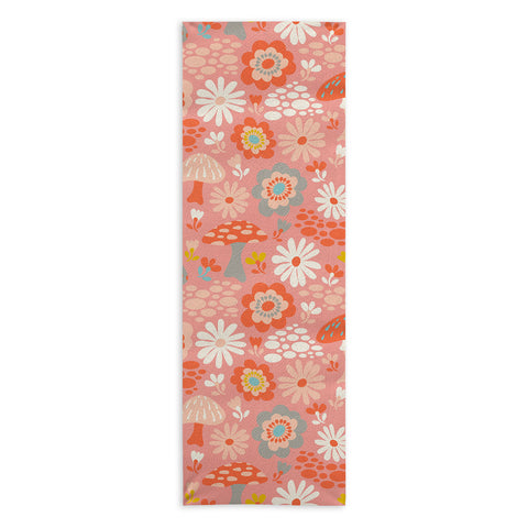 carriecantwell Wild Woodland Floral Mushroom Yoga Towel