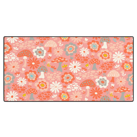 carriecantwell Wild Woodland Floral Mushroom Desk Mat