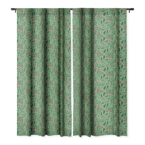 carriecantwell Winter Holiday Floral Blackout Window Curtain