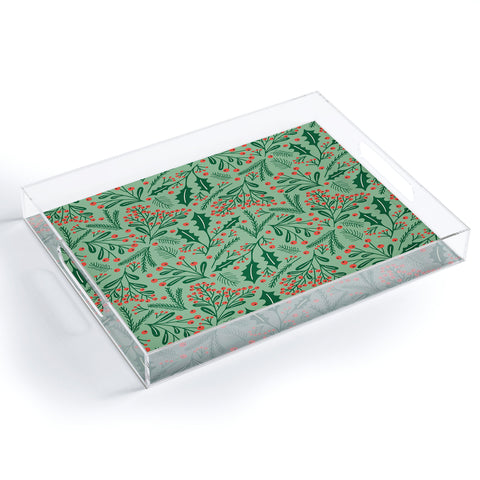 carriecantwell Winter Holiday Floral Acrylic Tray