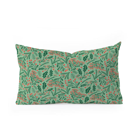 carriecantwell Winter Holiday Floral Oblong Throw Pillow