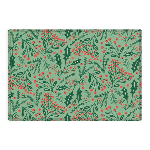 carriecantwell Winter Holiday Floral Outdoor Rug