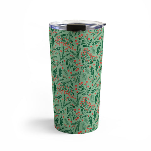 carriecantwell Winter Holiday Floral Travel Mug