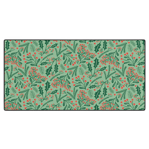 carriecantwell Winter Holiday Floral Desk Mat