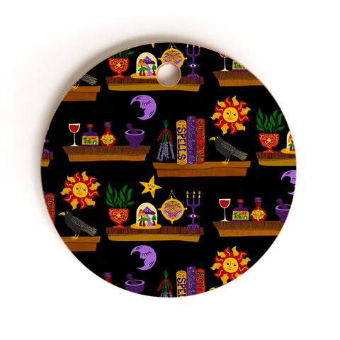 carriecantwell Witches Cabinet Cutting Board Round