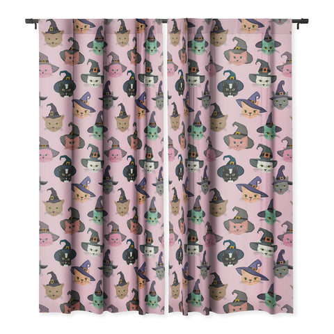 carriecantwell Witchy Kitties Halloween Cats Blackout Window Curtain