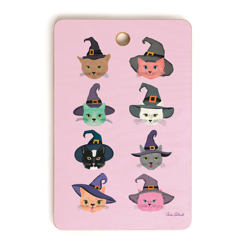 carriecantwell Witchy Kitties Halloween Cats Cutting Board Rectangle