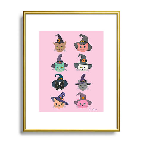 carriecantwell Witchy Kitties Halloween Cats Metal Framed Art Print
