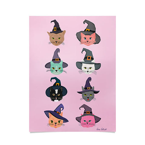 carriecantwell Witchy Kitties Halloween Cats Poster