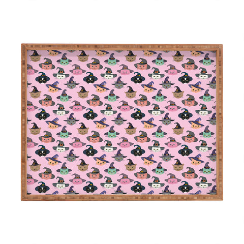 carriecantwell Witchy Kitties Halloween Cats Rectangular Tray