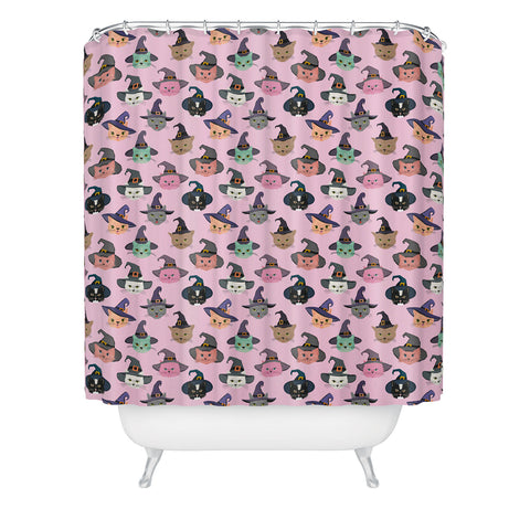 carriecantwell Witchy Kitties Halloween Cats Shower Curtain