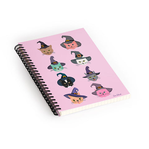 carriecantwell Witchy Kitties Halloween Cats Spiral Notebook
