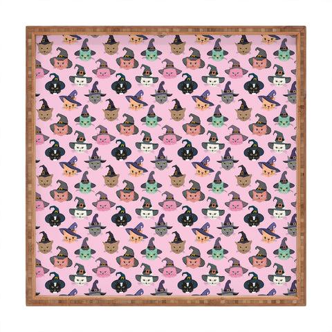 carriecantwell Witchy Kitties Halloween Cats Square Tray