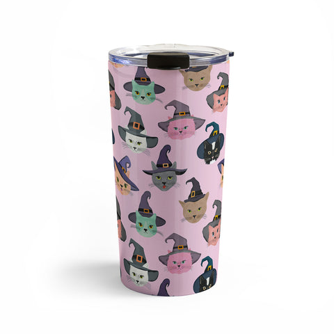 carriecantwell Witchy Kitties Halloween Cats Travel Mug