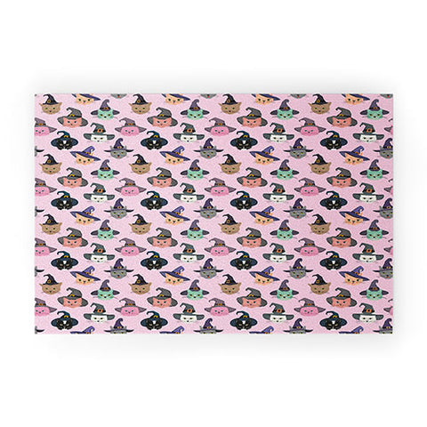 carriecantwell Witchy Kitties Halloween Cats Welcome Mat
