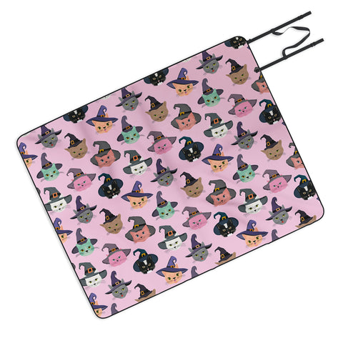 carriecantwell Witchy Kitties Halloween Cats Picnic Blanket