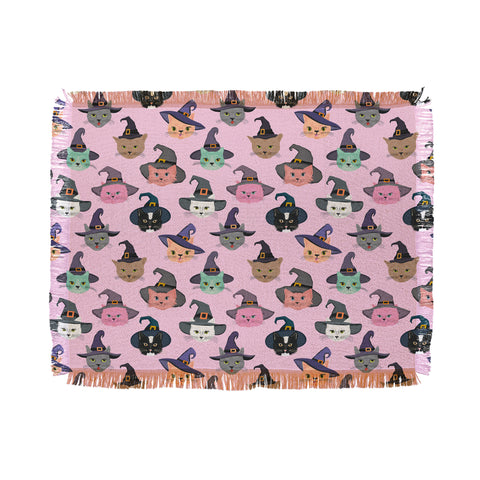 carriecantwell Witchy Kitties Halloween Cats Throw Blanket