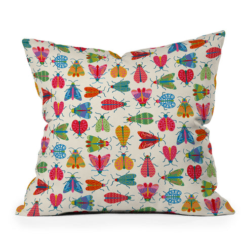 carriecantwell Wonderful Winged Insects Throw Pillow