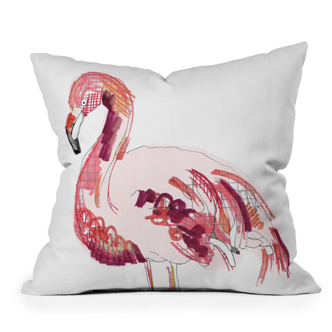 Casey Rogers Flamingo 1 Outdoor Throw Pillow