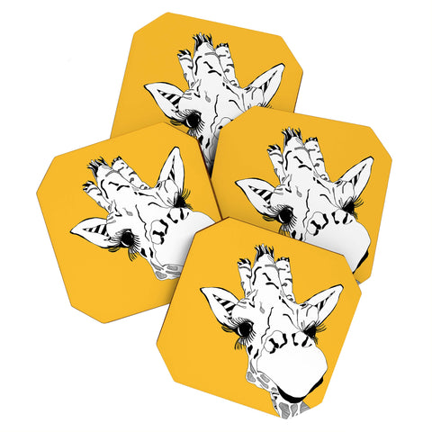 Casey Rogers Giraffe Yellow Coaster Set