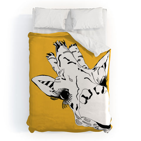 Casey Rogers Giraffe Yellow Duvet Cover