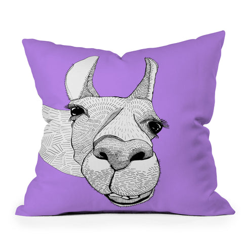 Casey Rogers Llama Outdoor Throw Pillow