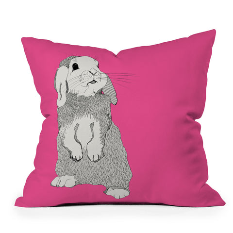 Casey Rogers Rabbit Outdoor Throw Pillow