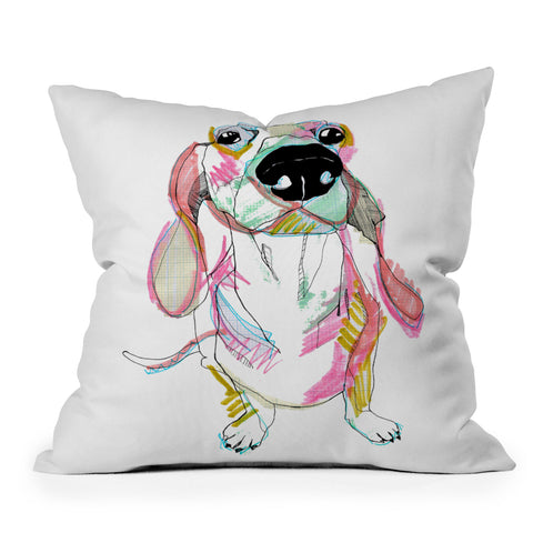 Casey Rogers Sausage Dog Outdoor Throw Pillow
