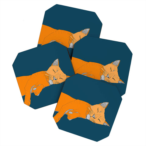 Casey Rogers Sleepy Cat Coaster Set