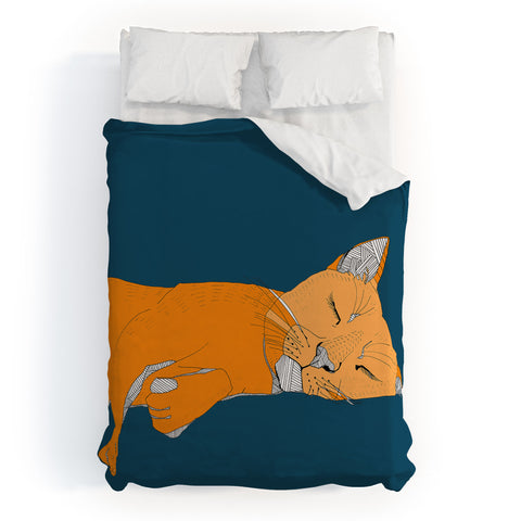 Casey Rogers Sleepy Cat Duvet Cover