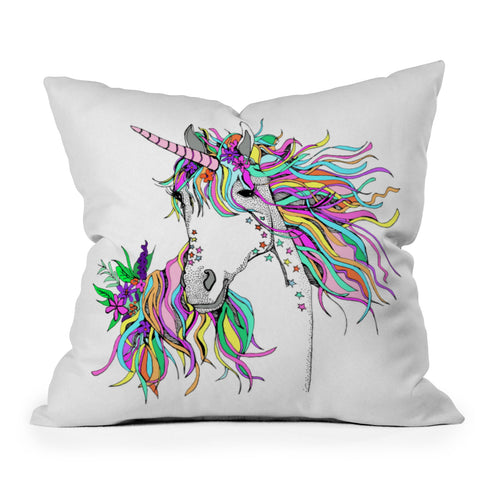 Casey Rogers Unicorn Outdoor Throw Pillow