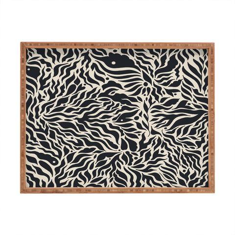 Cassidy Rae Marietta Botanica Black and Cream Rectangular Tray