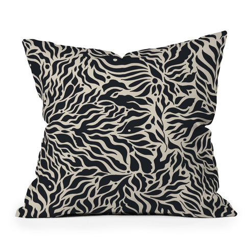 Cassidy Rae Marietta Botanica Black and Cream Throw Pillow