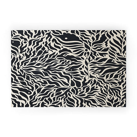 Cassidy Rae Marietta Botanica Black and Cream Welcome Mat