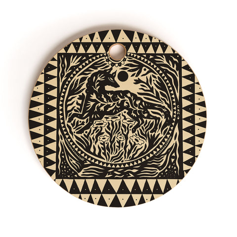 Cassidy Rae Marietta Botanical Wolf Cutting Board Round