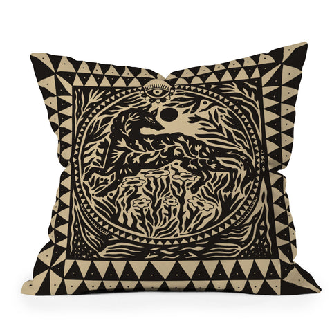Cassidy Rae Marietta Botanical Wolf Throw Pillow