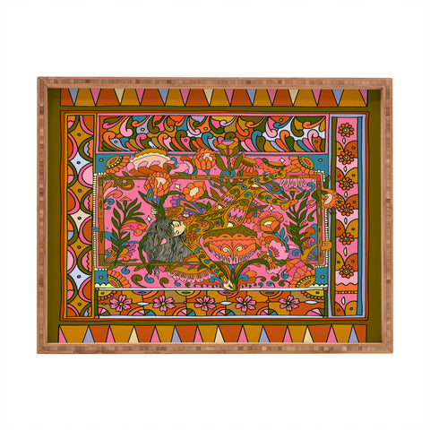 Cassidy Rae Marietta Deco Pink Protea Rectangular Tray